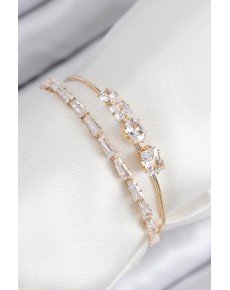 Brass Zircon Stone Waterway Model Gold Color Women's Bracelet