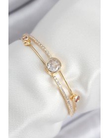 Brass Zircon Stone Diamond Model Gold Color Women's Bracelet