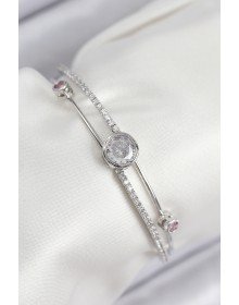 Brass Zircon Stone Diamond Model Silver Color Women's Bracelet