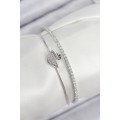 Brass Zircon Stone Swan Model Silver Color Women s Bracelet