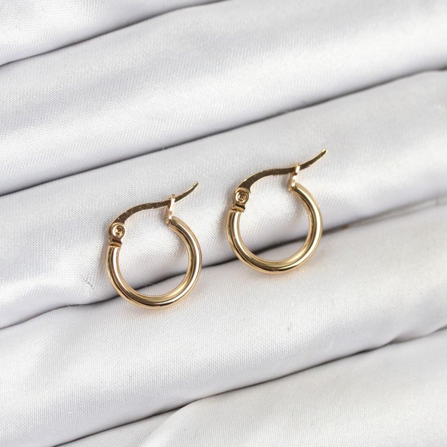 316L Steel Gold Color 12 mm Hoop Women s Earring