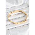 316L Steel Gold Color Zircon Stone 65 mm Women s Handcuff Bracelet