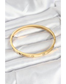 316L Steel Gold Color Zircon Stone 65 mm Women's Handcuff Bracelet
