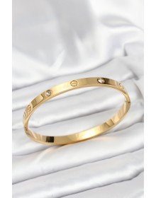 316L Steel Gold Color Zircon Stone 65 mm Women's Handcuff Bracelet