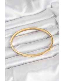 316L Steel Gold Color Zircon Stone 65 mm Thin Women's Handcuff Bracelet