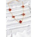 316L Steel Gold Color Chain Burgundy Clover Women s Necklace