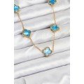316L Steel Chain Gold Ice Blue Color Clover Necklace 316L Steel Chain Gold Ice Blue Color Clover Necklace