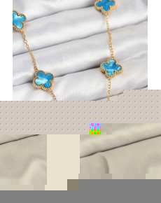 316L Steel Chain Gold Ice Blue Color Clover Necklace