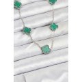 316L Steel Chain Silver Color Green Clover Women s Necklace