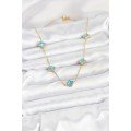 316L Steel Chain Gold Color Ice Blue Baby Boy Clover Women s Necklace