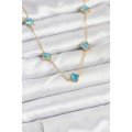 316L Steel Chain Gold Color Ice Blue Baby Boy Clover Women s Necklace