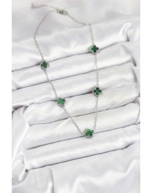 316L Steel Chain Silver Color Green Baby Boy Clover Women's Necklace