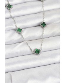 316L Steel Chain Silver Color Green Baby Boy Clover Women's Necklace