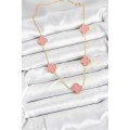 316L Steel Chain Gold Pink Color Clover Women s Necklace