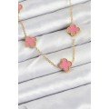 316L Steel Chain Gold Pink Color Clover Women s Necklace