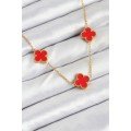 316L Steel Chain Gold Red Color Clover Women s Necklace