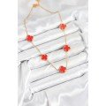 316L Steel Chain Gold Red Color Clover Women s Necklace