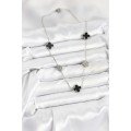 316L Steel Chain Silver Color Black and Zircon Stone Clover Women s Necklace 316L Steel Chain Silver Color Black and Zircon Stone Clover Women s Necklace