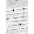 316L Steel Chain Silver Color Black and Zircon Stone Baby Boy Clover Women s Necklace