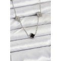316L Steel Chain Silver Color Black and Zircon Stone Baby Boy Clover Women s Necklace