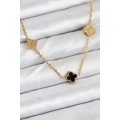 316L Steel Chain Gold Color Black and Zircon Stone Baby Boy Clover Women s Necklace
