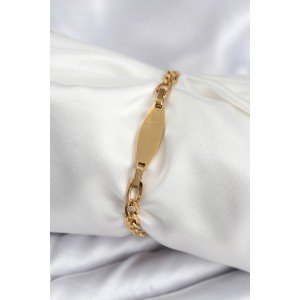 316L Steel Gold Color Oval Women's Bracelet Suitable for Writing