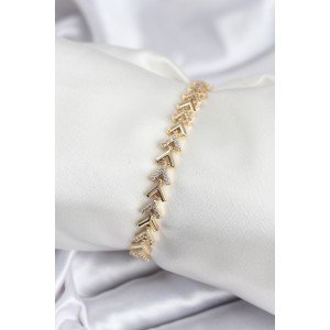 Brass VIP Series Gold Zircon Stone Herringbone Model Women's Bracelet