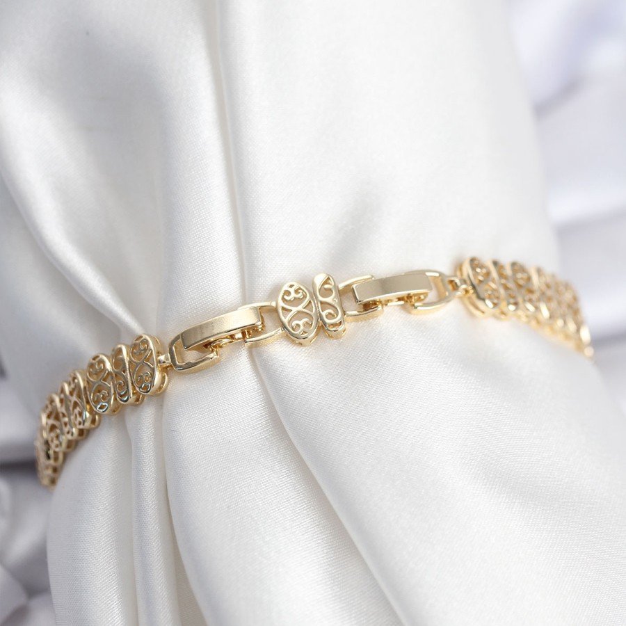 Brass VIP Series Gold Color Oval Row Women s Bracelet