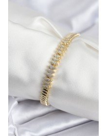 Brass VIP Series Gold Color Zircon Stone Barley Model Women's Bracelet