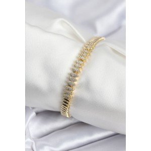Brass VIP Series Gold Color Zircon Stone Barley Model Women's Bracelet