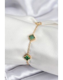 316L Steel Gold Color Green Baby Boy Clover Women's Bracelet