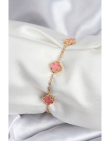 316L Steel Gold Color Pink Baby Boy Clover Women's Bracelet