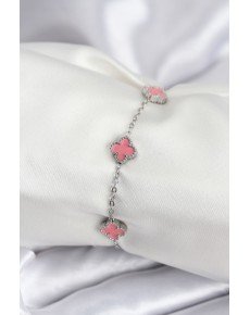 316L Steel Silver Color Pink Baby Boy Clover Women's Bracelet