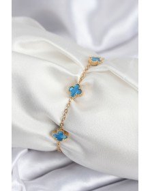 316L Steel Gold Color Ice Blue Baby Boy Clover Women's Bracelet