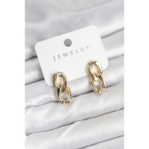 Brass Gold Color Chain Model Women's Earrings