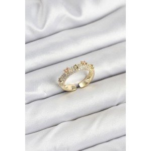 Brass Gold Color Zircon Stone Vintage Women's Ring