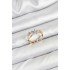 Brass Gold Color Zircon Stone Blue Flower Women's Ring