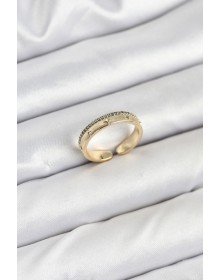 Brass Gold Color Rowed Zircon Stone Pole Star Model Women's Ring