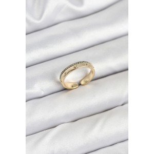 Brass Gold Color Rowed Zircon Stone Pole Star Model Women's Ring