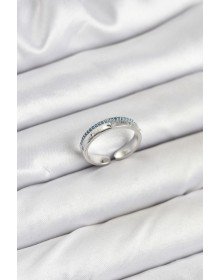 Brass Silver Color Rowed Zircon Stone Polar Star Model Women's Ring