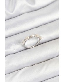 Brass Silver Color Sequined Pearl Women's Ring