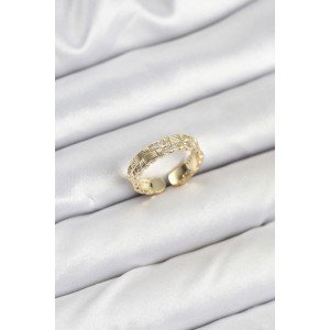Brass Gold Color Zircon Stone Thread Women's Ring