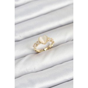 Brass Gold Color Zircon Stone Heart Women's Ring Brass Gold Color Zircon Stone Heart Women's Ring