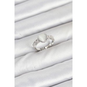 Brass Silver Color Zircon Stone Heart Women's Ring Brass Silver Color Zircon Stone Heart Women's Ring