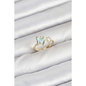 Brass Gold Color Butterfly Model Women's Ring