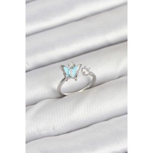 Brass Silver Color Butterfly Model Women's Ring