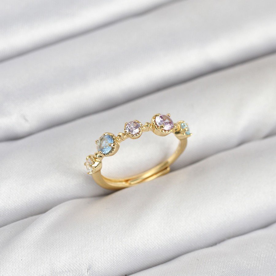 Brass Gold Color Colored Zircon Stone Women s Ring