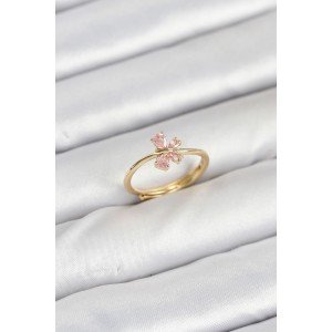 Brass Gold Color Pink Butterfly Women's Ring Brass Gold Color Pink Butterfly Women's Ring