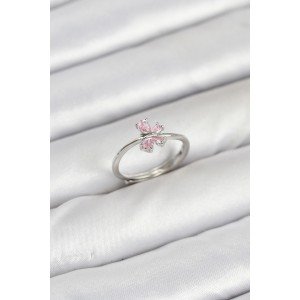 Brass Silver Color Pink Butterfly Women's Ring Brass Silver Color Pink Butterfly Women's Ring