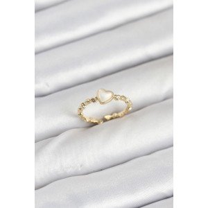 Brass Gold Color Heart Model Women's Ring